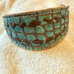 Turquoise and Brown Textured Women's Bracelet